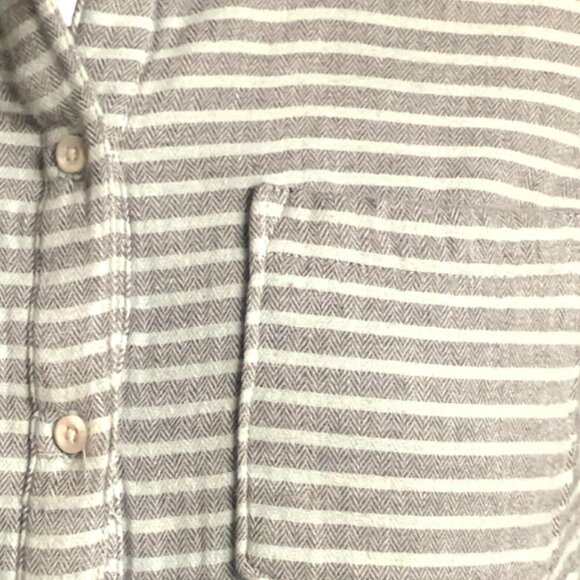 Merona S Stretch Cotton Button Tunic Top Pocket Gray Striped Casual 185K - Picture 5 of 7